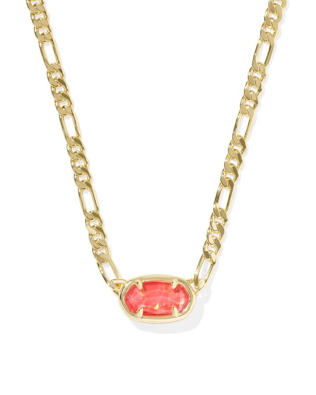 Elisa Figaro Pendant Necklace Papaya Iridescent MOP Gold