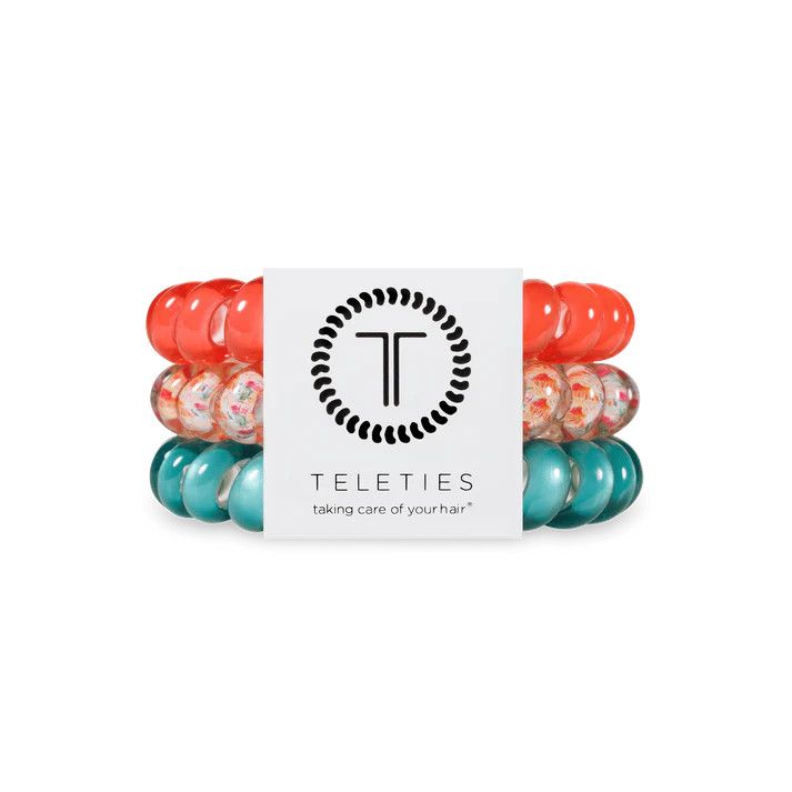 3 Pack Hair Ties Large Coral Craze