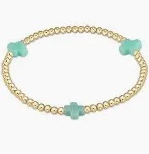 Signature Cross Gold 3mm Bead Bracelet Mint