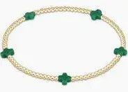 Signature Cross Small Gold Pattern 2mm Bead Bracelet Emerald