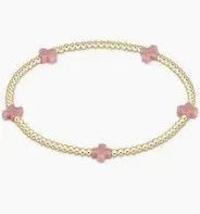 Signature Cross Small Gold Pattern 2mm Bead Bracelet Pink