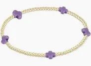 Signature Cross Small Gold Pattern 2mm Bead Bracelet Purple
