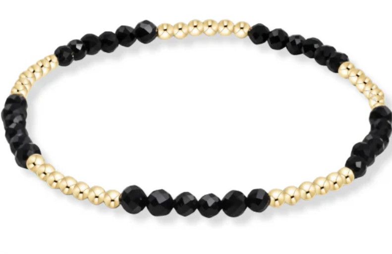 Blissful Pattern 2.5mm Bead Bracelet- Faceted Onyx