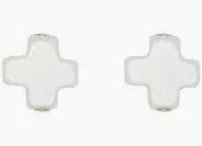 Signature Cross Stud Earrings- Off-White