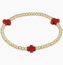 Signature Cross Gold 3mm Bracelet Red