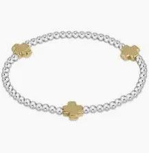 Signature Cross Sterling Mixed Metal Pattern 3mm Bead Bracelet Gold