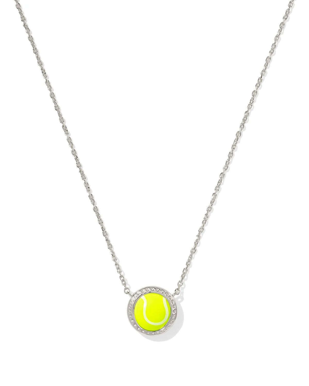 Tennis Short Pendant Necklace Chartreuse Silver
