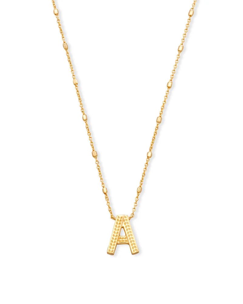 Letter A Pendant Necklace Gold