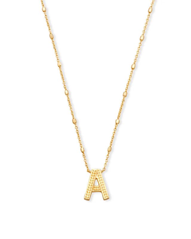 Letter A Pendant Necklace Gold