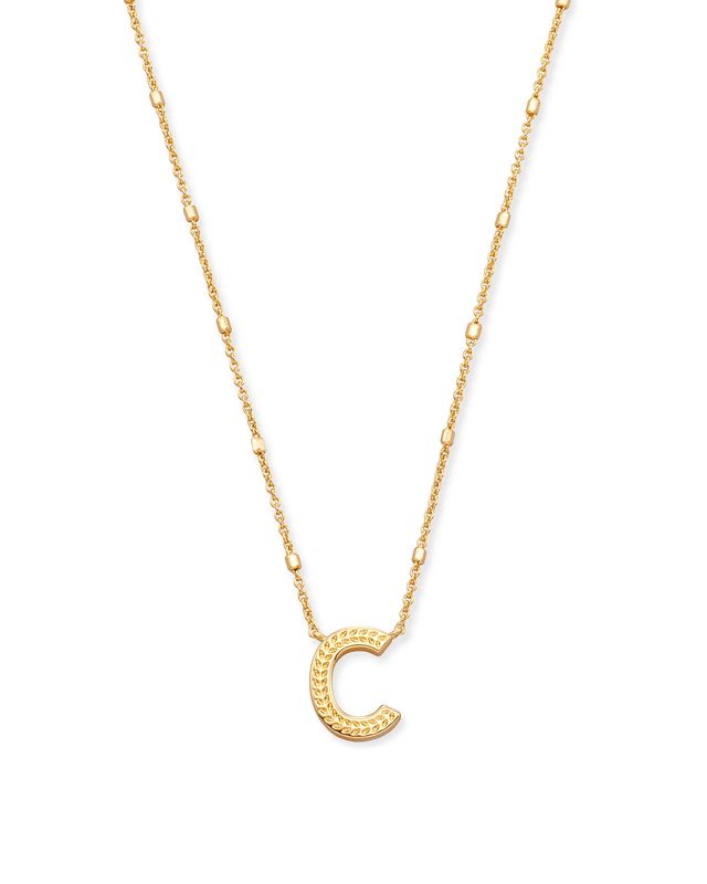Letter C Pendant Necklace Gold