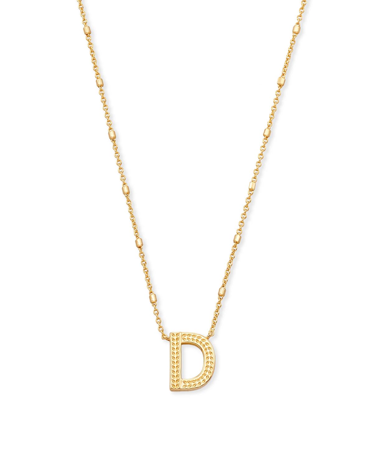 Letter D Pendant Necklace Gold