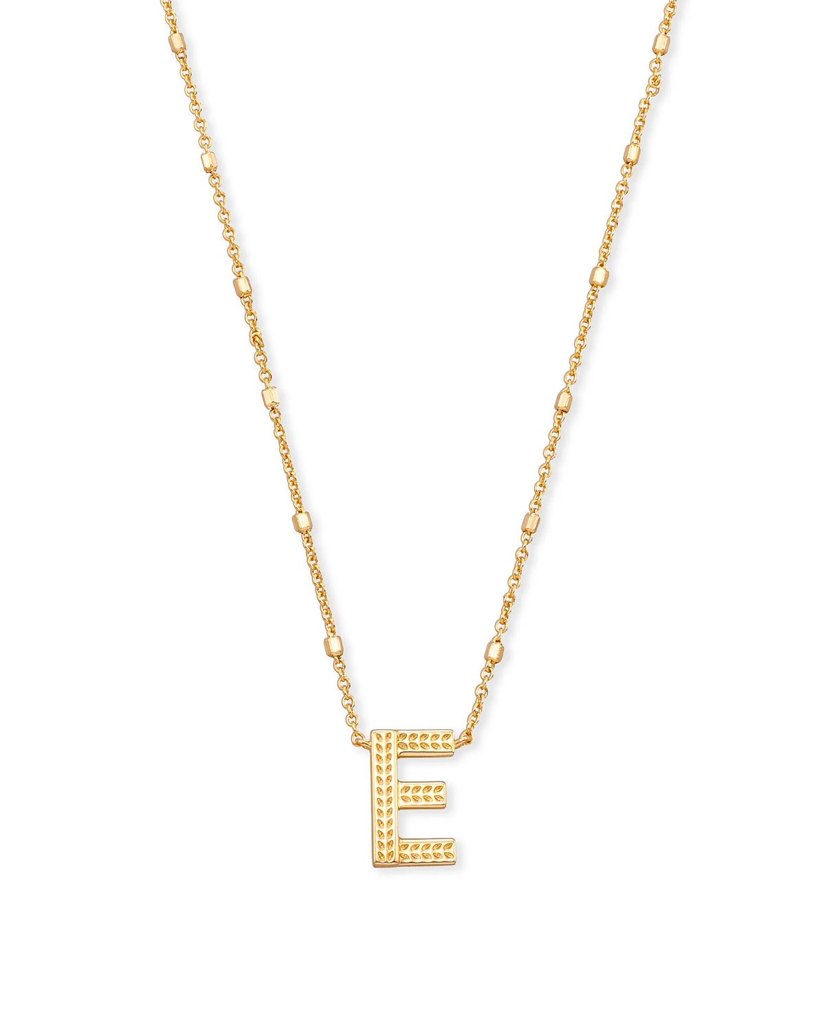 Letter E Pendant Necklace Gold