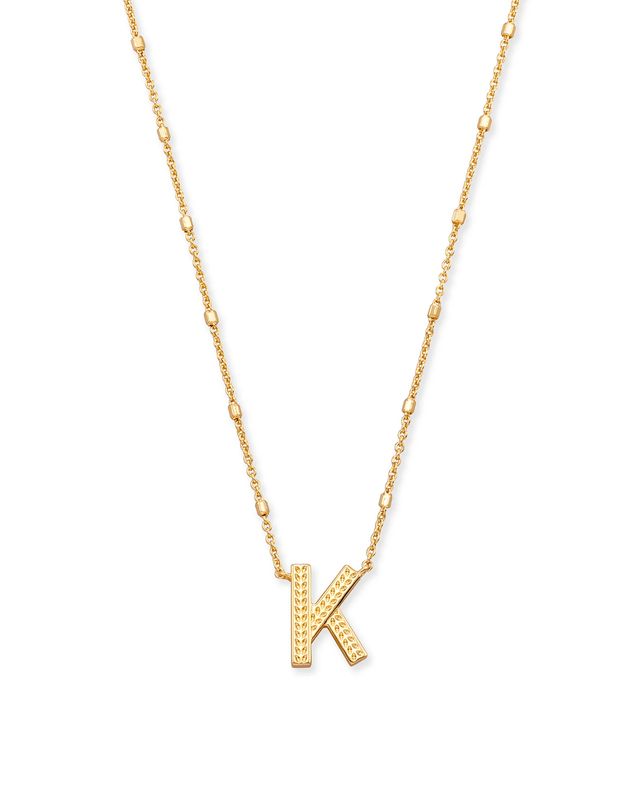 Letter K Pendant Necklace Gold