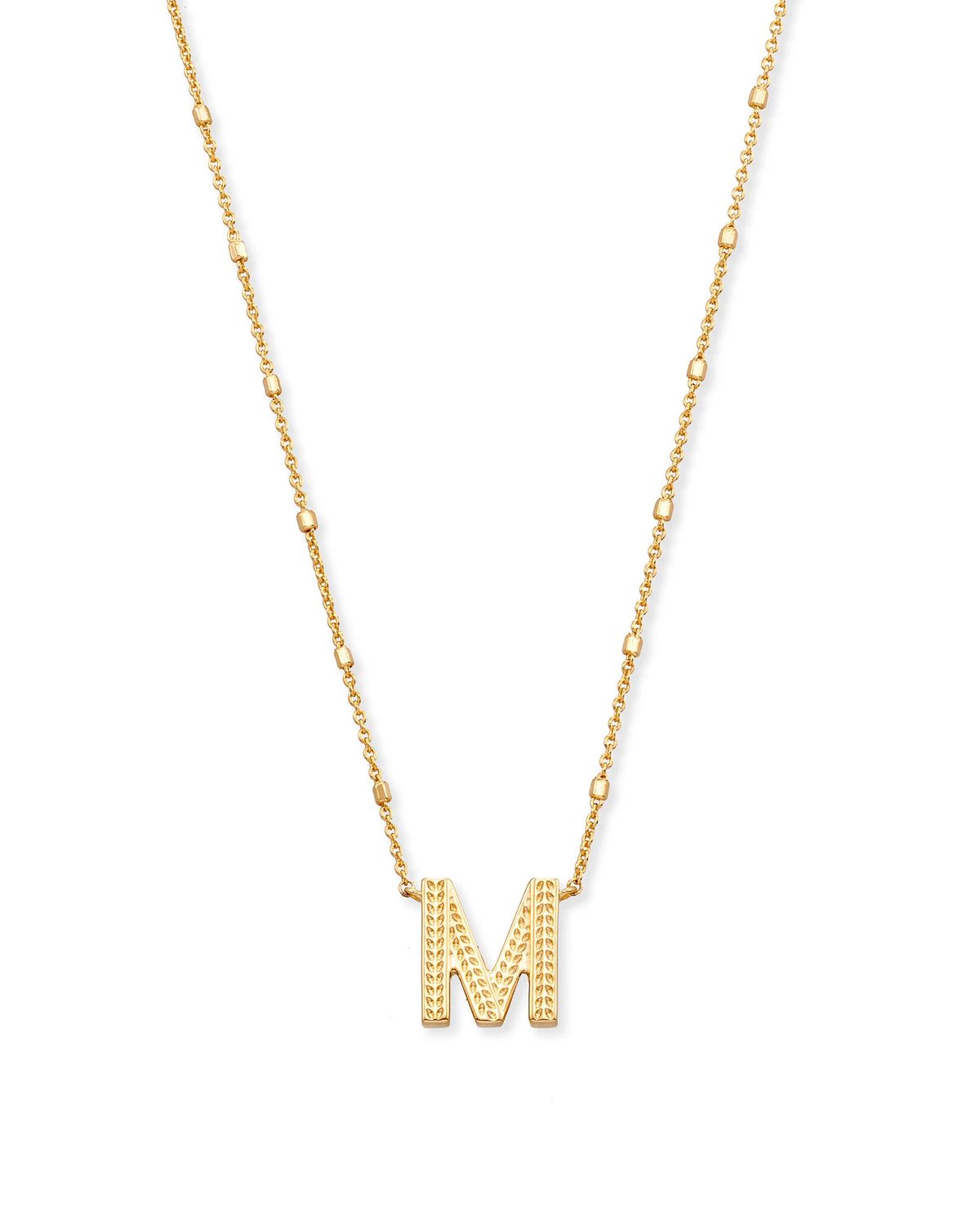 Letter M Pendant Necklace Gold