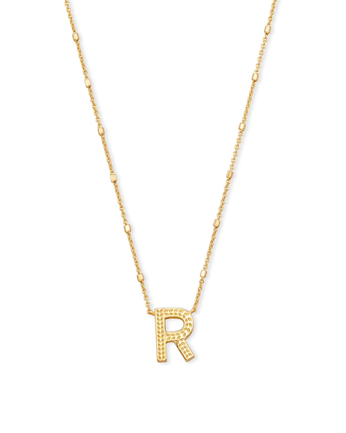 Letter R Pendant Necklace Gold