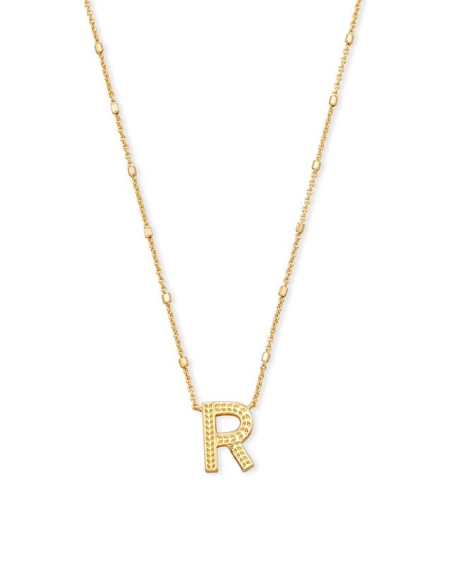 Letter R Pendant Necklace Gold