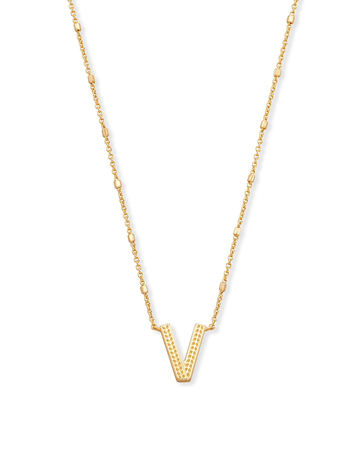 Letter V Pendant Necklace Gold