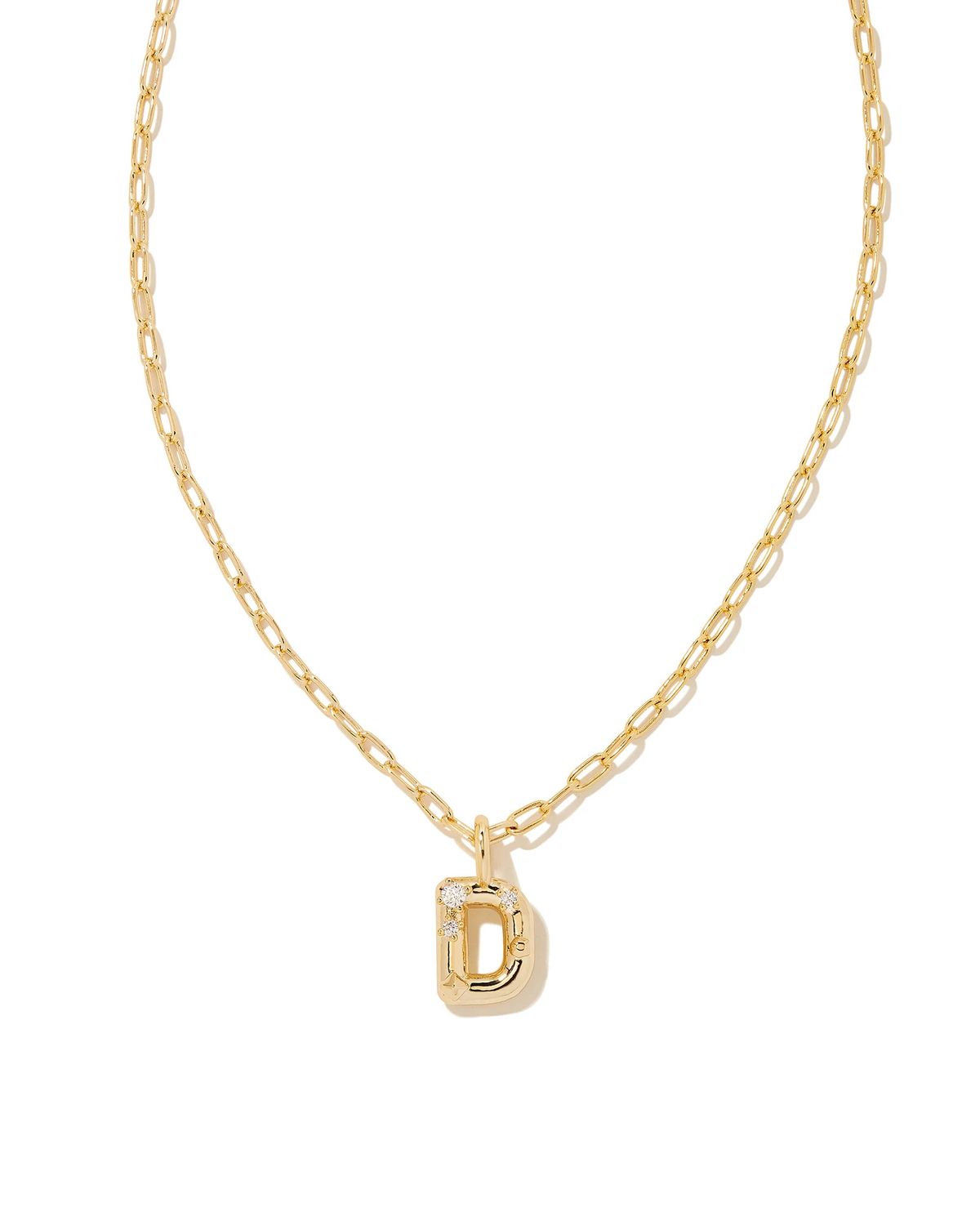 Crystal Gold Metal Pendant Necklace LETTER D