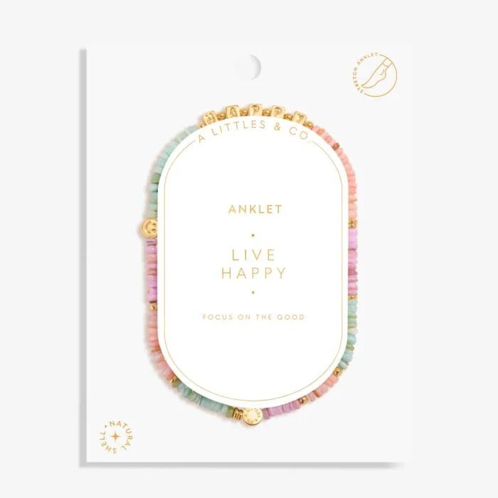 Happy Little Moments Live Happy Anklet Gold
