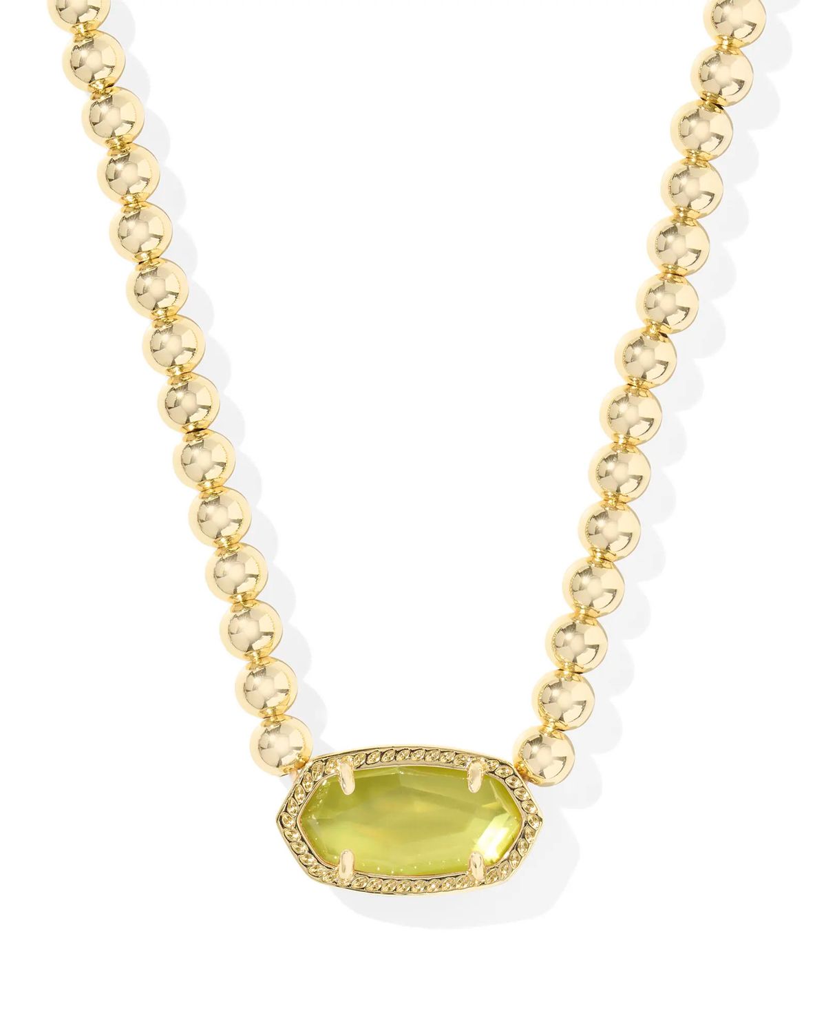 Elisa Beaded Necklace Chartreuse Green MOP Gold