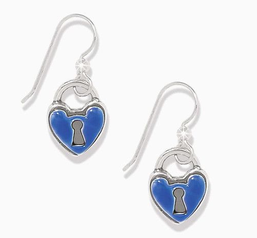 One Heart Padlock French Wire Earrings