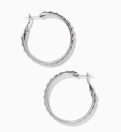 Pretty Tough Stud Large Leverback Hoop Earrings Silver