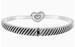 Celestia Heart Hinged Bangle Silver