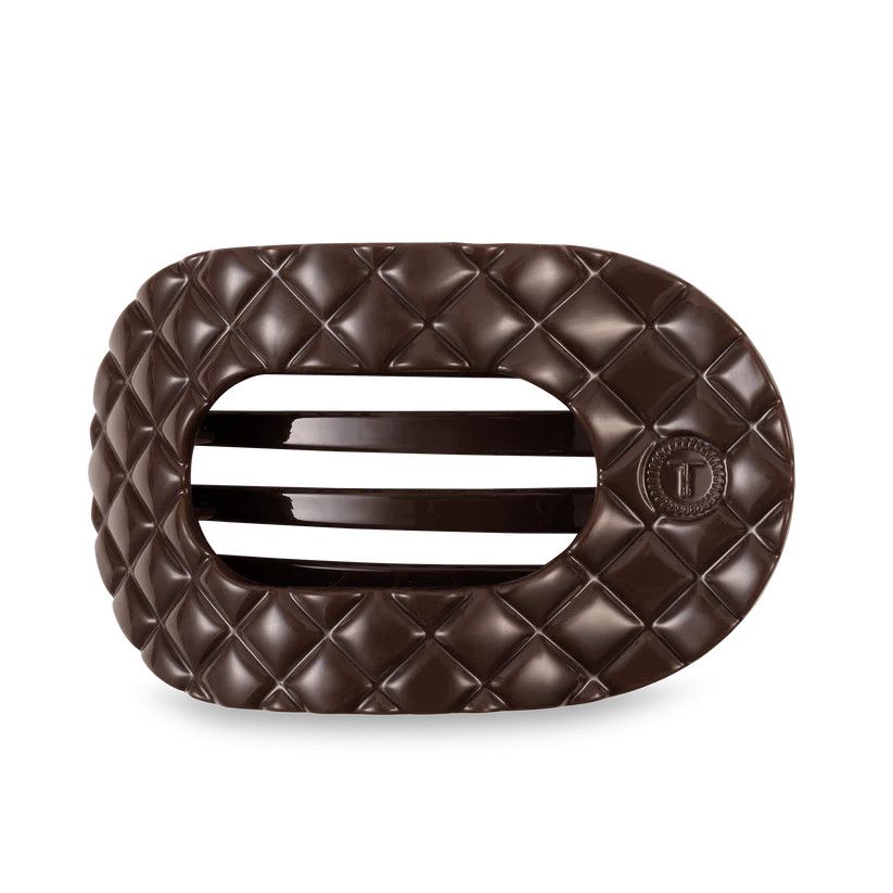 Large Flat Round Clip Quilted Truly Taupe