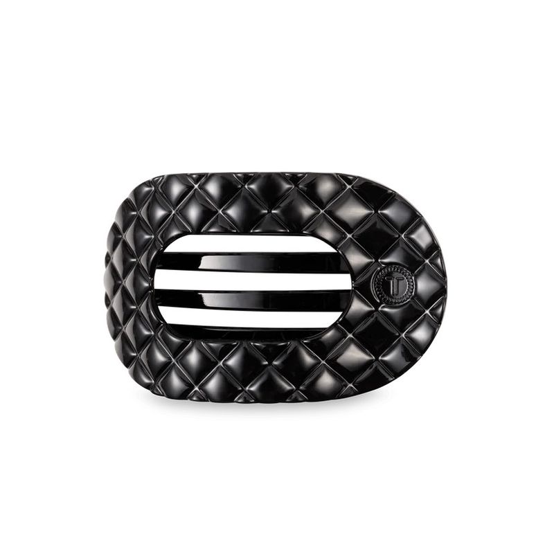 Medium Flat Round Clip Quilted Jet Black