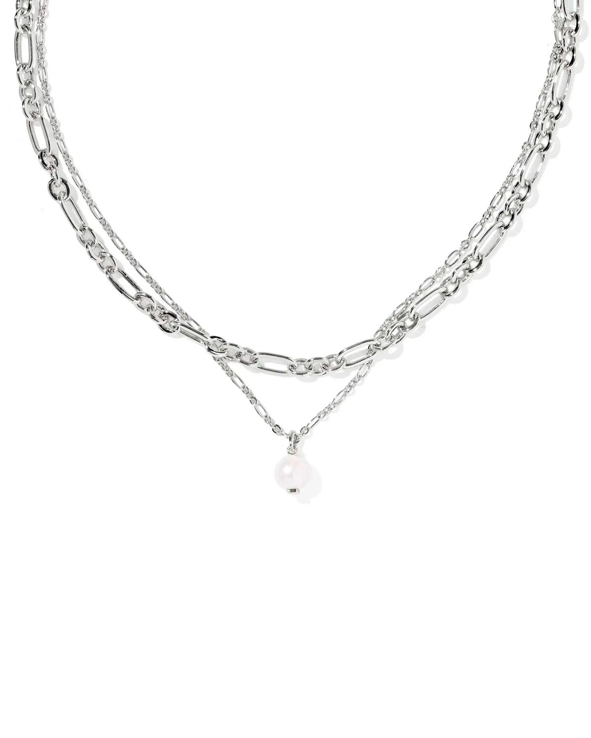 Ashton Multi Strand Necklace Freshwater Cultured Pearl Silver