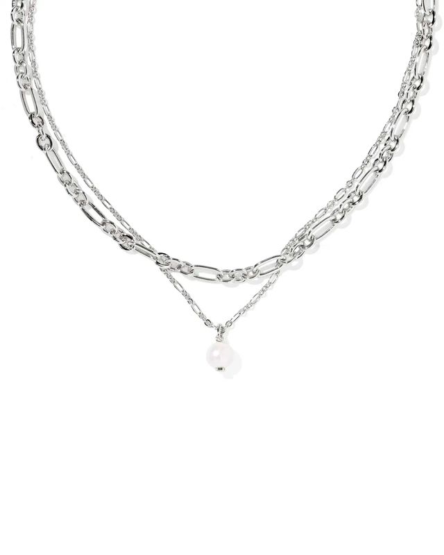 Ashton Multi Strand Necklace Freshwater Cultured Pearl Silver