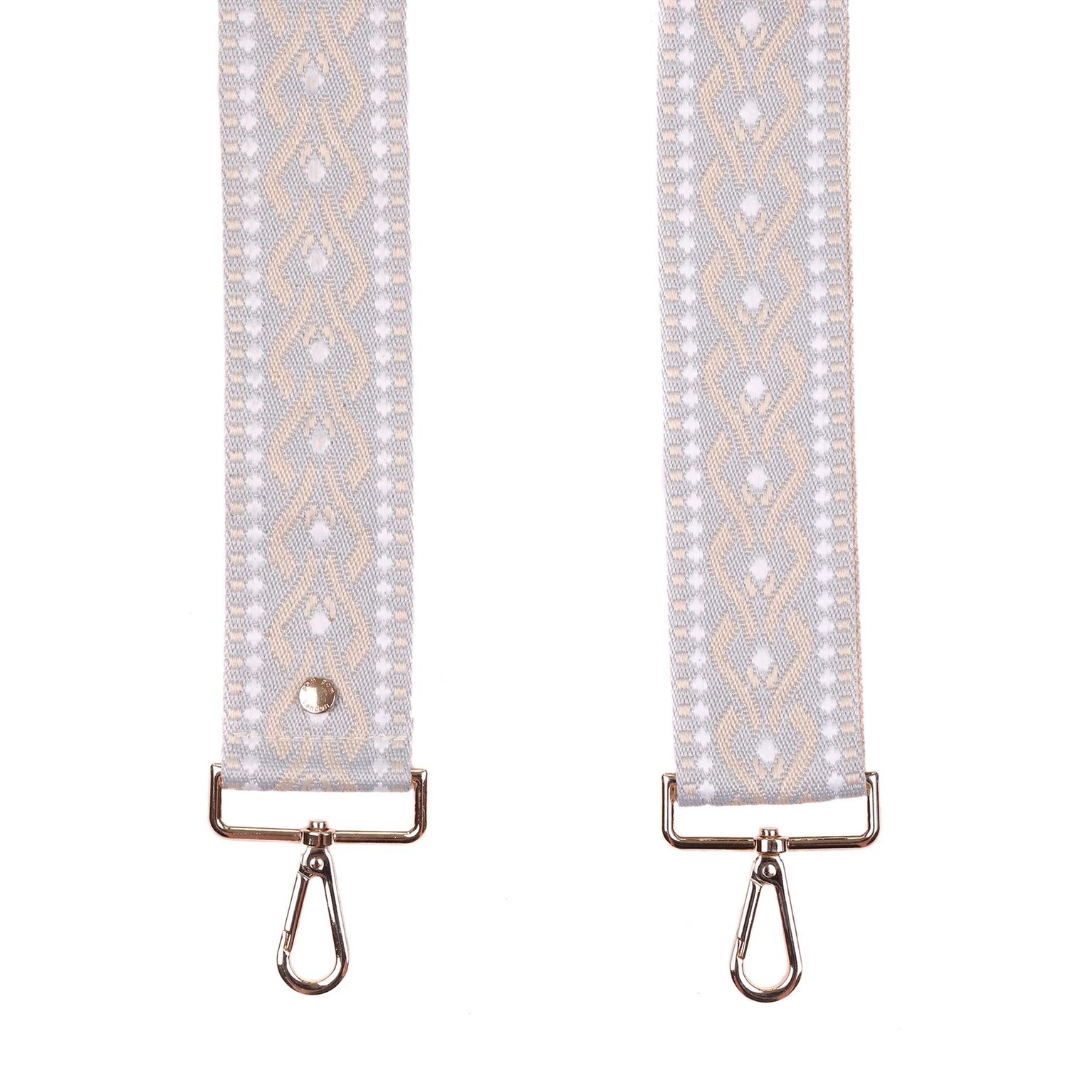 Pom Pom Strap Grey Trellis