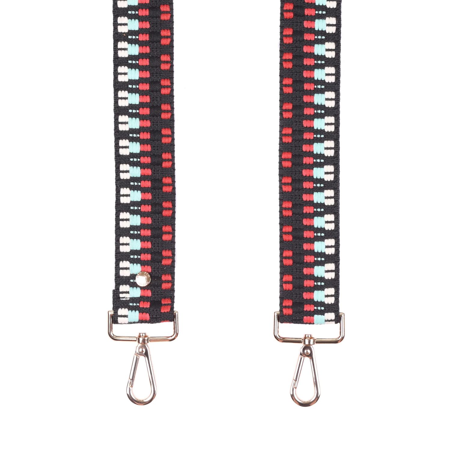 Pom Pom Strap Red &amp; Black Twill