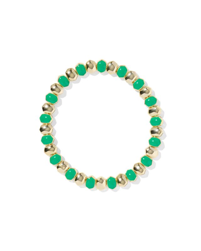 Daphne Stretch Bracelet Gold Green Enamel
