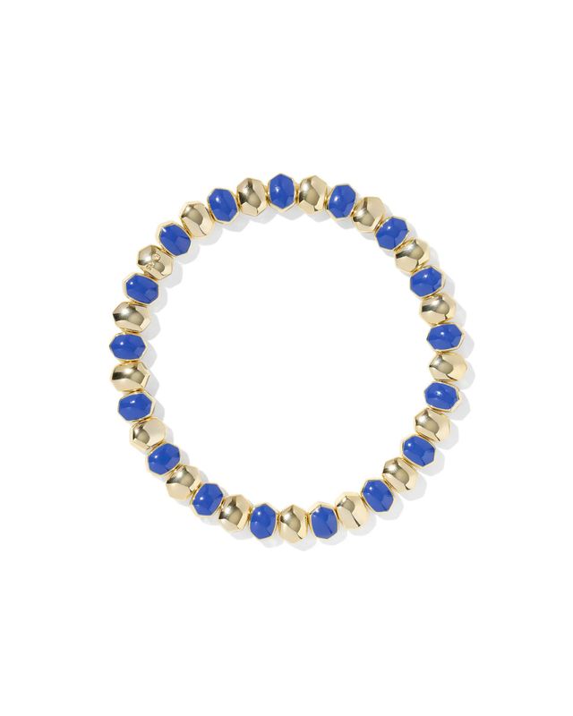 Daphne Stretch Bracelet Gold Blue Enamel