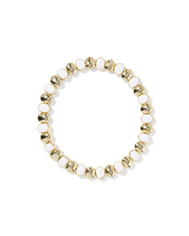 Daphne Stretch Bracelet Gold White Enamel