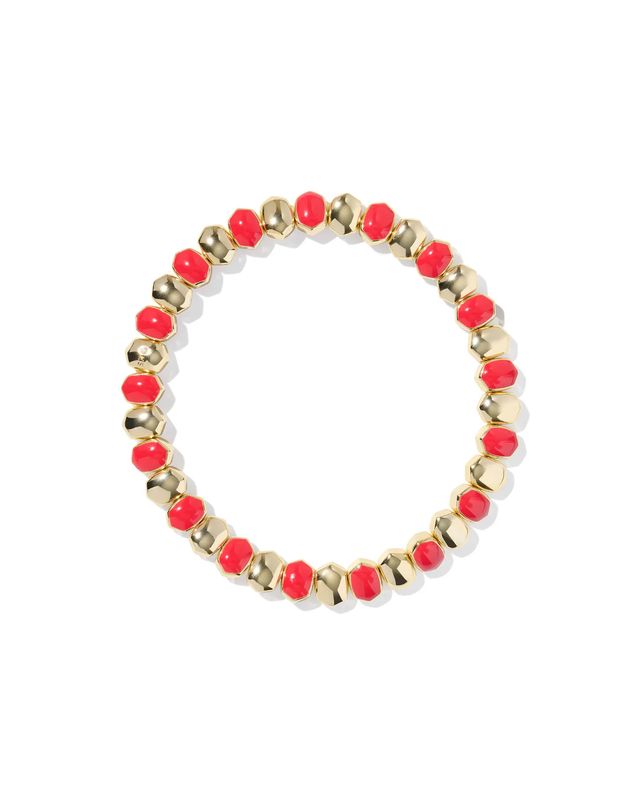 Daphne Stretch Bracelet Gold Red Enamel