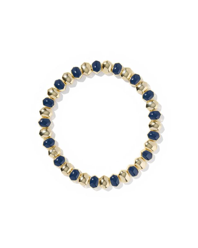 Daphne Stretch Bracelet Gold Navy Enamel