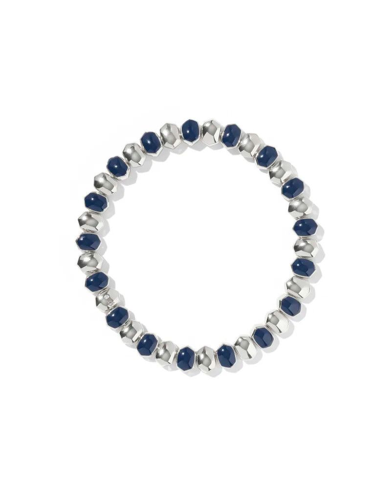 Daphne Stretch Bracelet Silver Navy Enamel