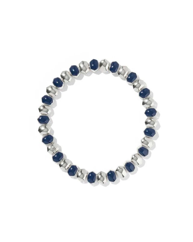 Daphne Stretch Bracelet Silver Navy Enamel