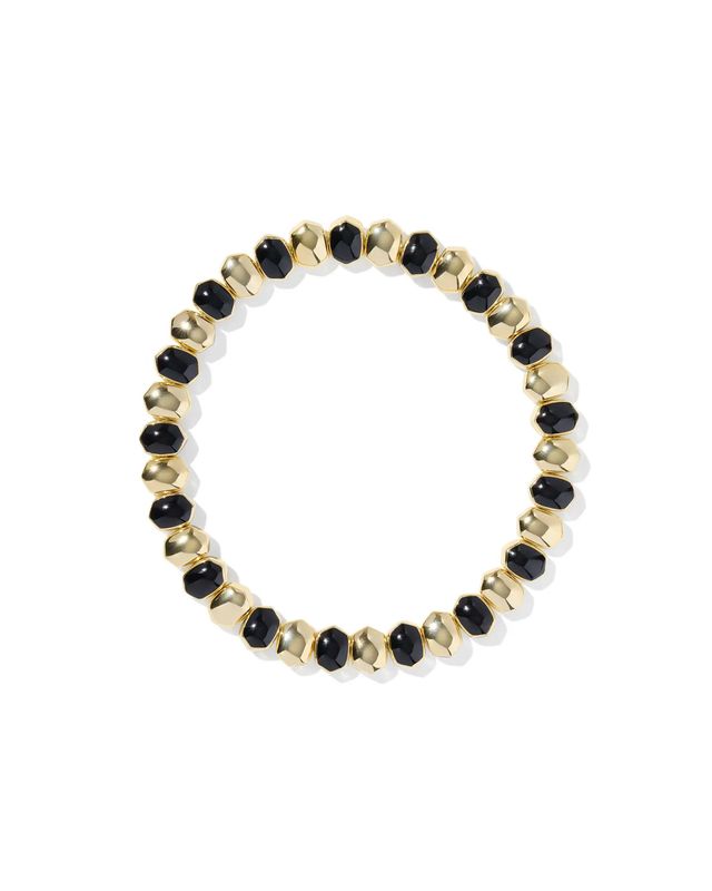 Daphne Stretch Bracelet Gold Black Enamel