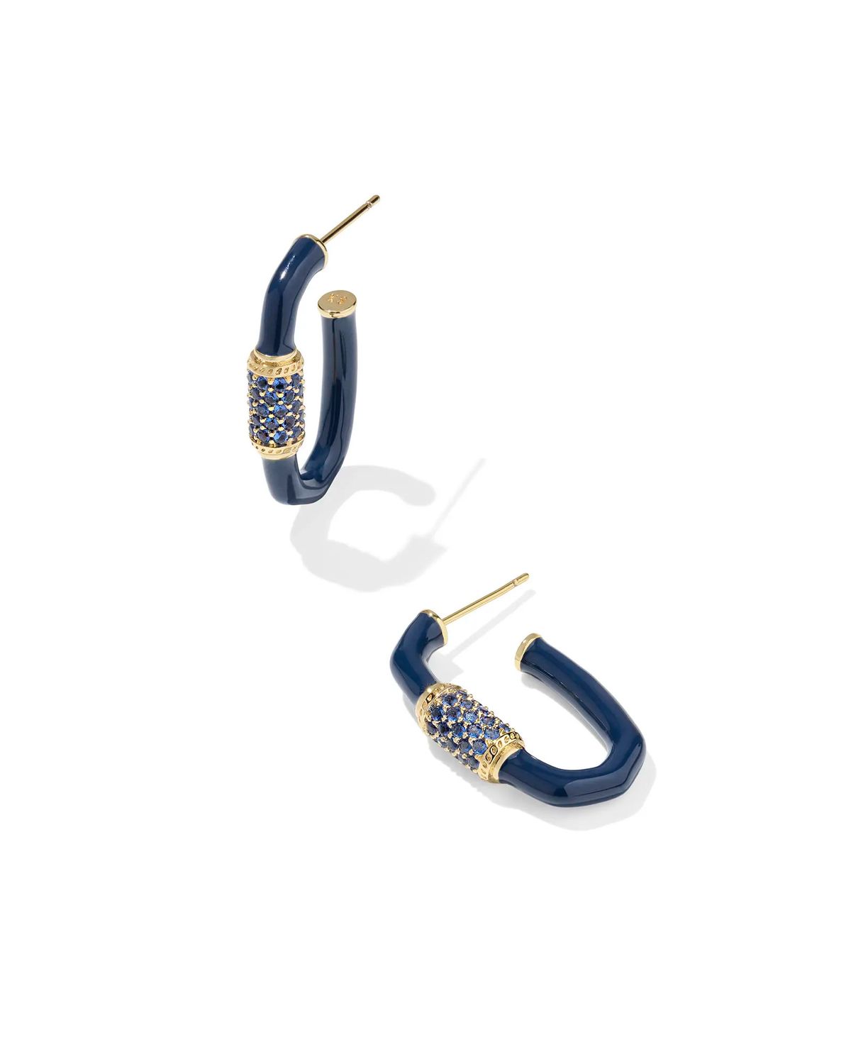 Emery Enamel Hoop Earring Gold Navy Mix