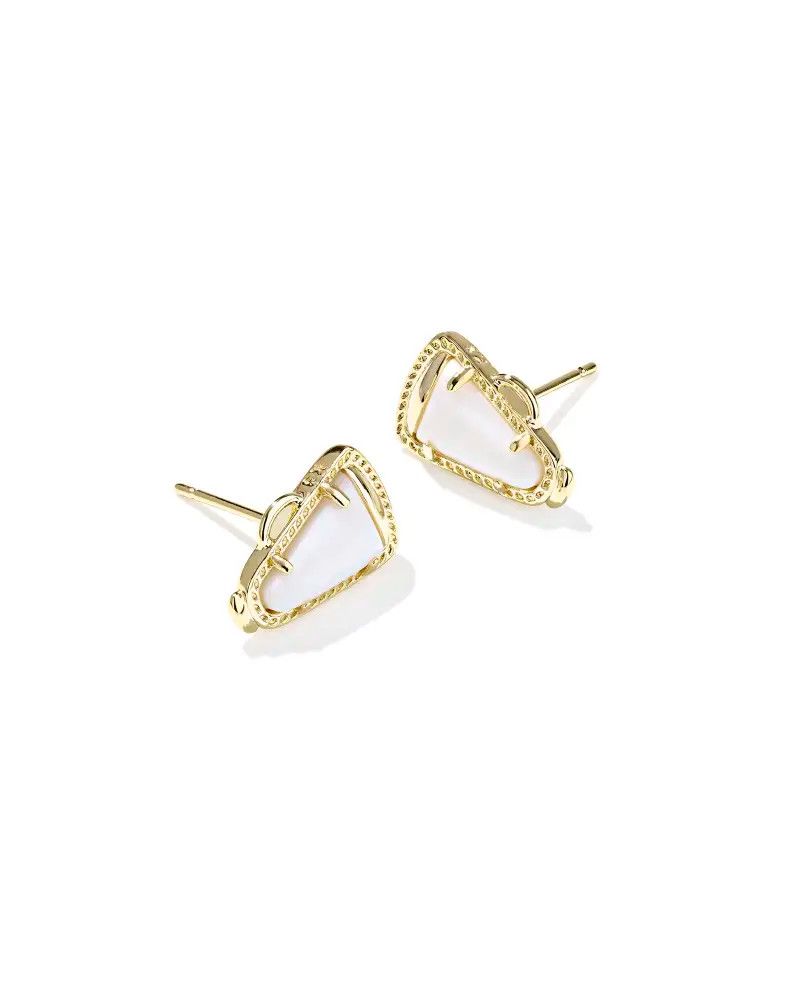 Cheer Stud Earring Gold White MOP