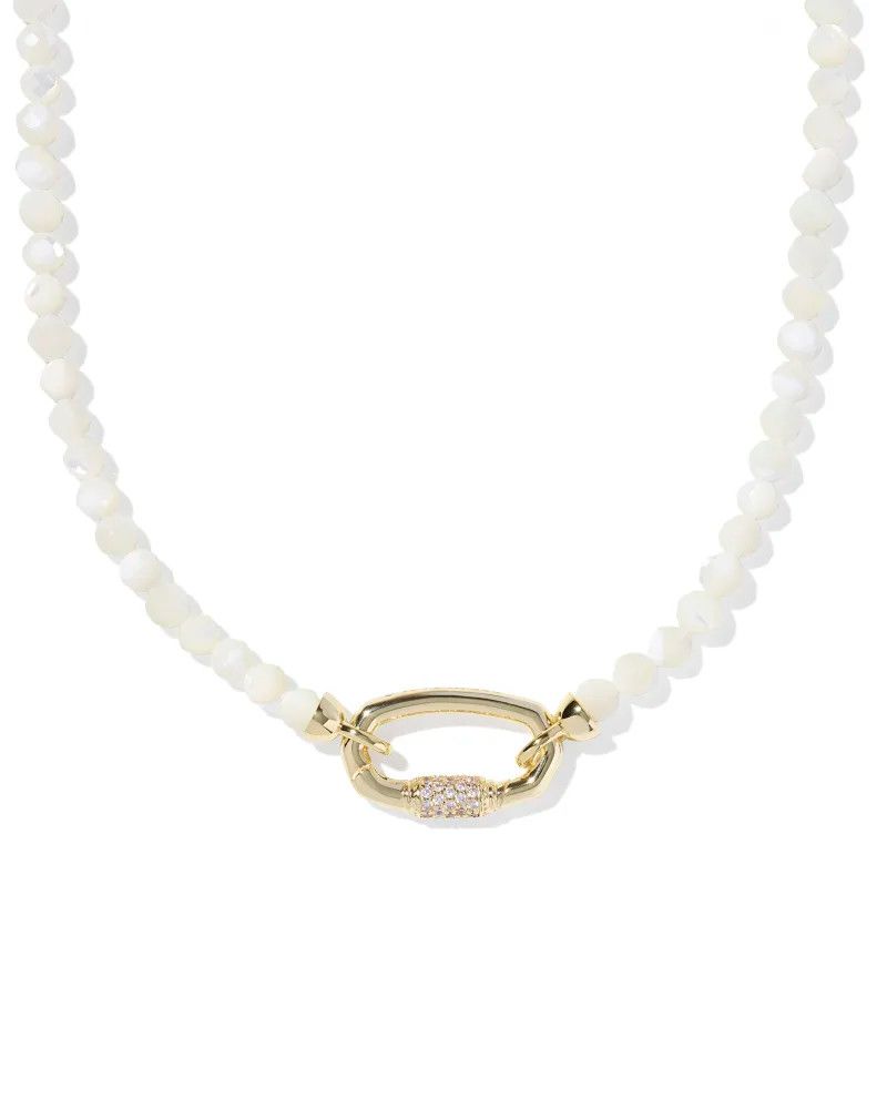 Emery Beaded Strand Necklace Gold Ivory MOP