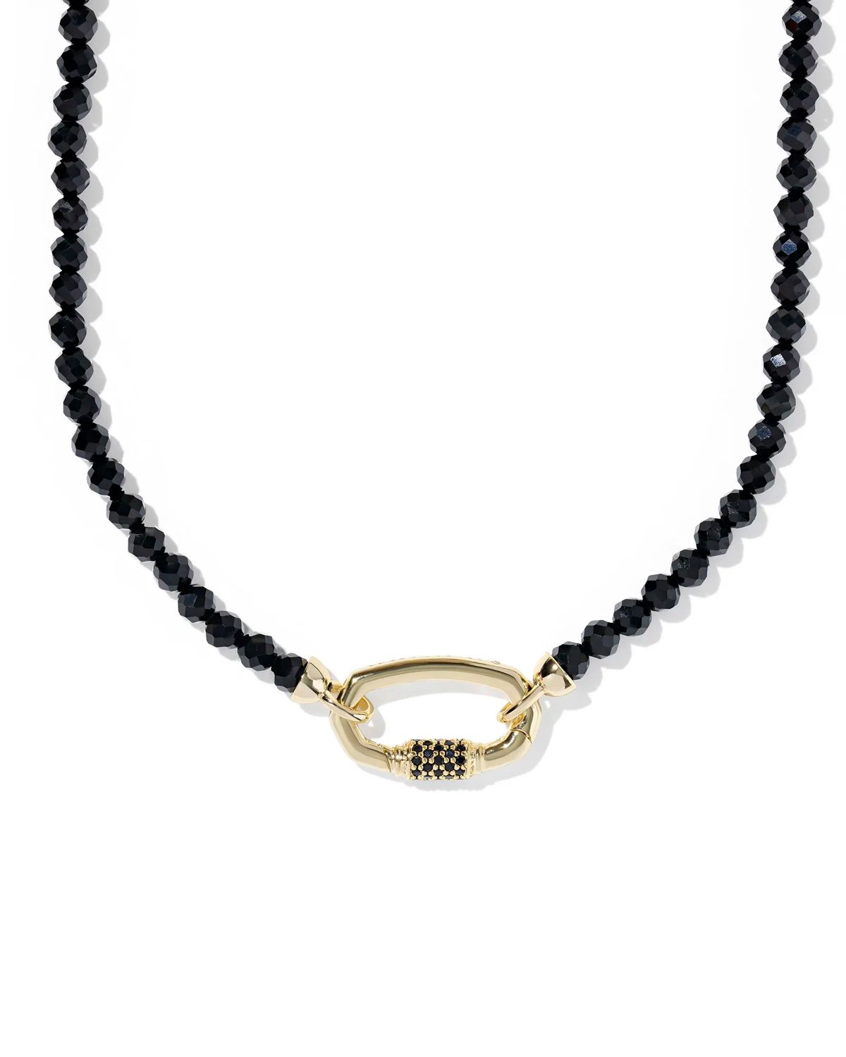 Emery Beaded Strand Necklace Gold Black Agate