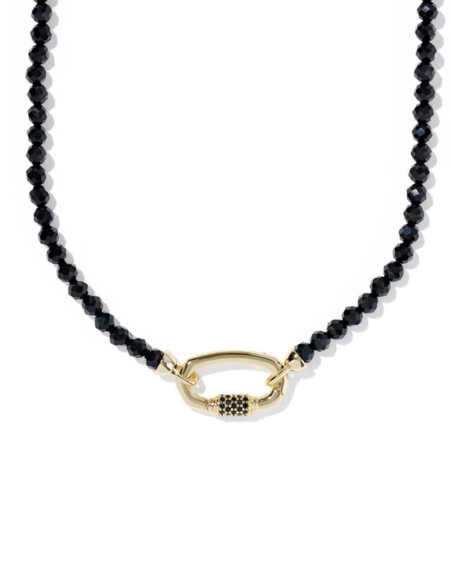 Emery Beaded Strand Necklace Gold Black Agate