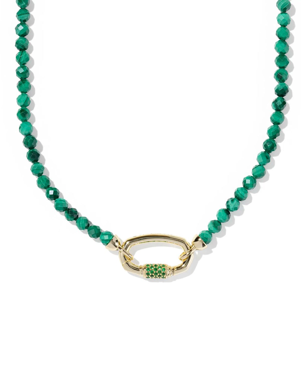 Emery Beaded Strand Necklace Gold Green Malachite