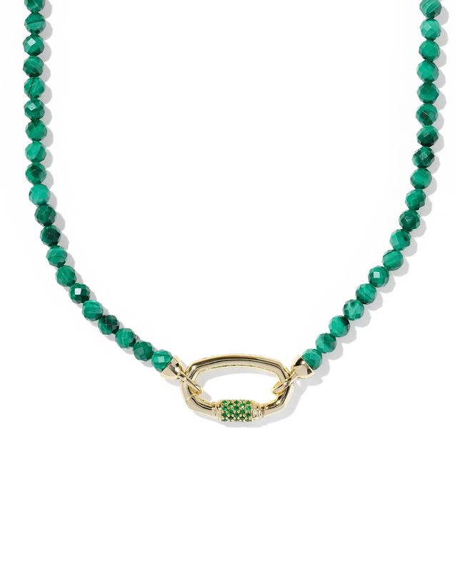 Emery Beaded Strand Necklace Gold Green Malachite
