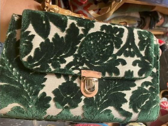 Glenda Gies Lilly Chenille with Bamboo Handle Forrest Green Chenille Mosaic
