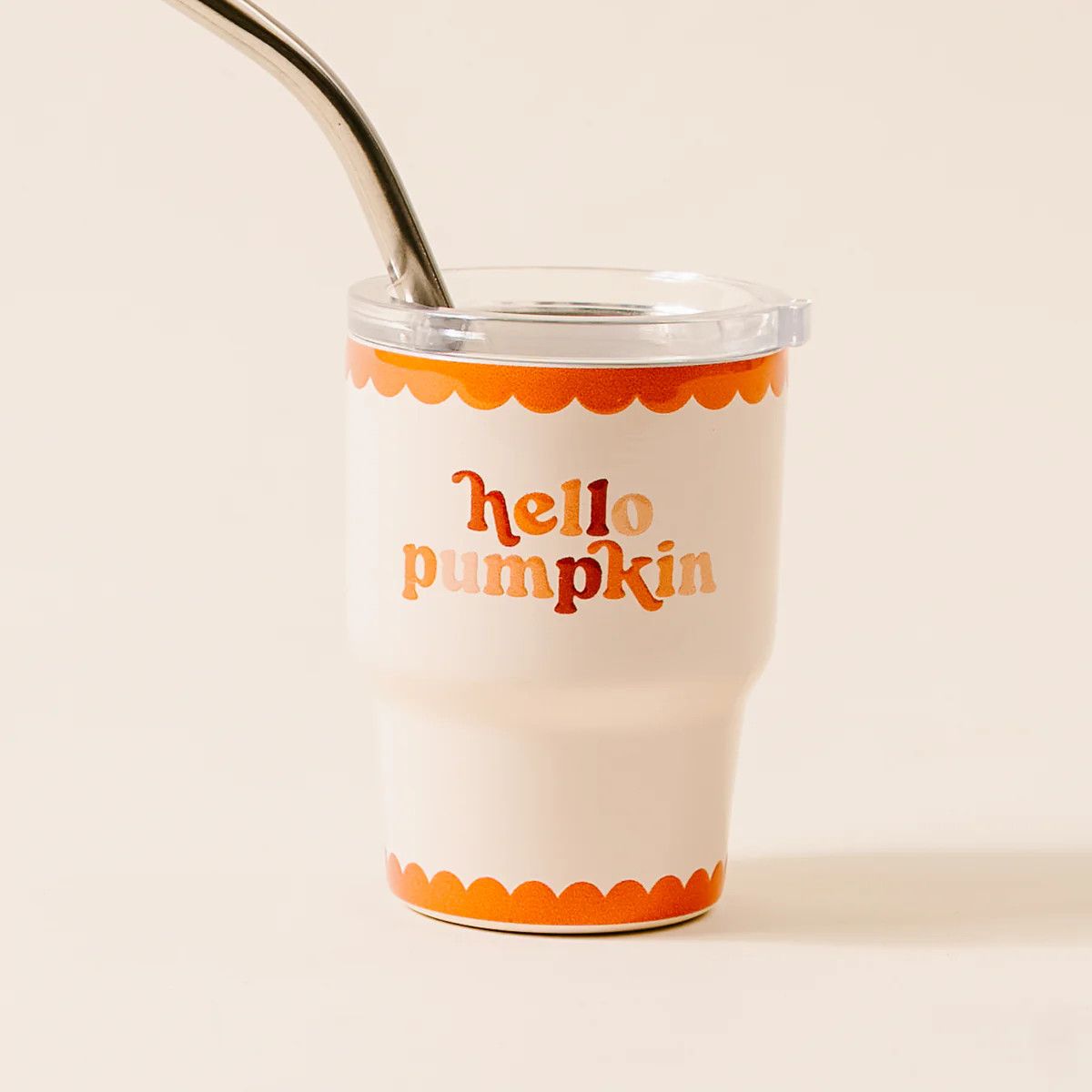 2 oz Tiny Tumbler w/ Straw Hello Pumpkin